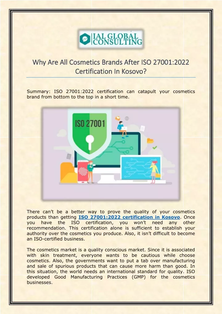 why are all cosmetics brands after iso 27001 2022