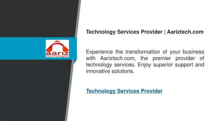 technology services provider aariztech