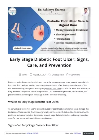 Diabetic Foot Ulcer - Comprehensive Guide to Prevention and Treatment