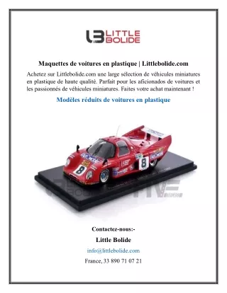 Maquettes de voitures en plastique  Littlebolide