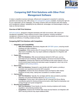 Comparing SAP Print Solutions with Other Print Management Software