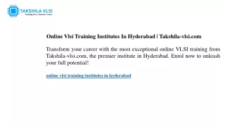 online vlsi training institutes in hyderabad