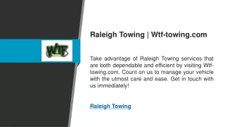 Raleigh Towing  Wtf-towing.com