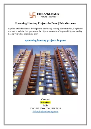 Upcoming Housing Projects In Pune | Belvalkar.com