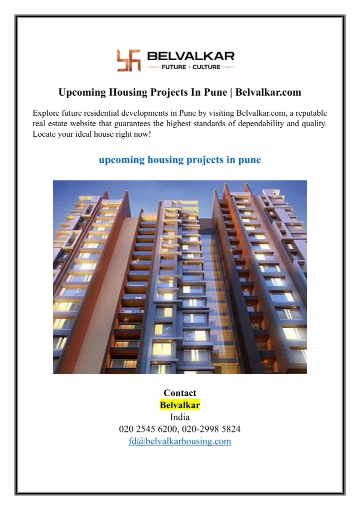 upcoming housing projects in pune belvalkar