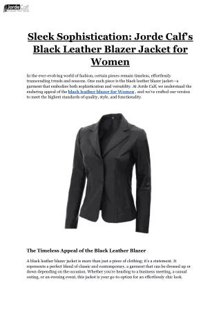 Sleek Sophistication_ Jorde Calf's Black Leather Blazer Jacket for Women