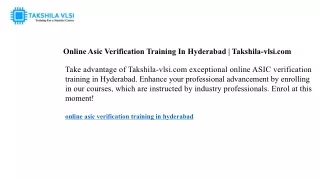 online asic verification training in hyderabad