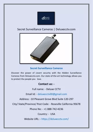 Secret Surveillance Cameras | Deluxecctv.com