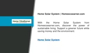 Home Solar System  Homeecoearner.com