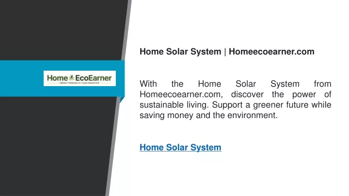 home solar system homeecoearner com with the home