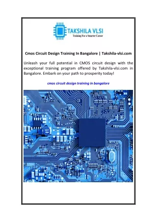 cmos circuit design training in bangalore