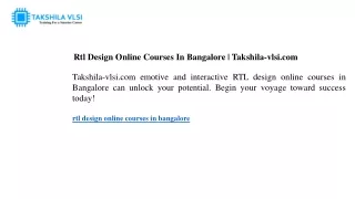 rtl design online courses in bangalore takshila