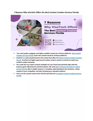 7 Reasons Why ViseTech Offers the Best Content Creation Services Florida