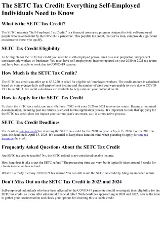 the setc tax credit everything self employed