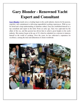 Gary Blonder Yacht Expert and Consultant