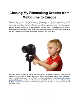 Chasing My Filmmaking Dreams from Melbourne to Europe