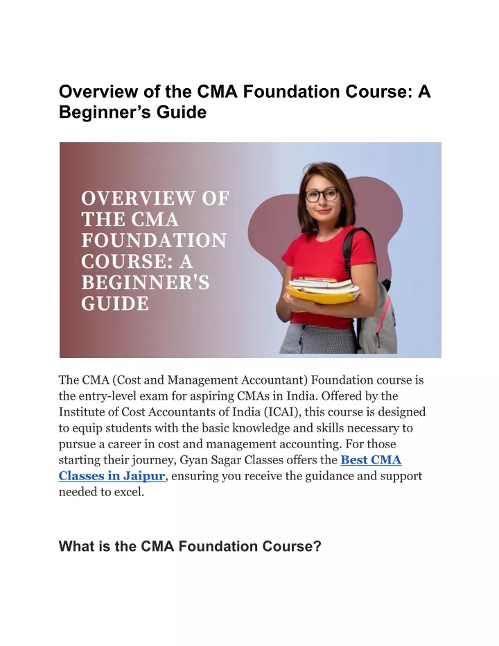 overview of the cma foundation course a beginner