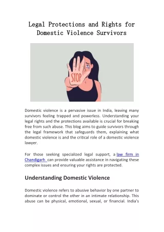 Legal Protections and Rights for Domestic Violence