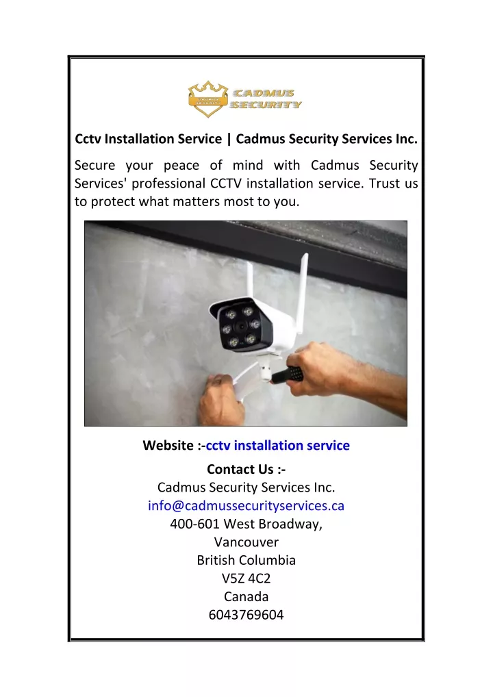 cctv installation service cadmus security