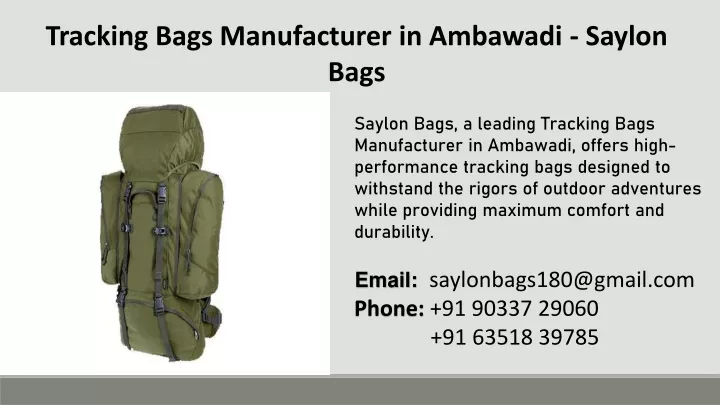 tracking bags manufacturer in ambawadi saylon bags