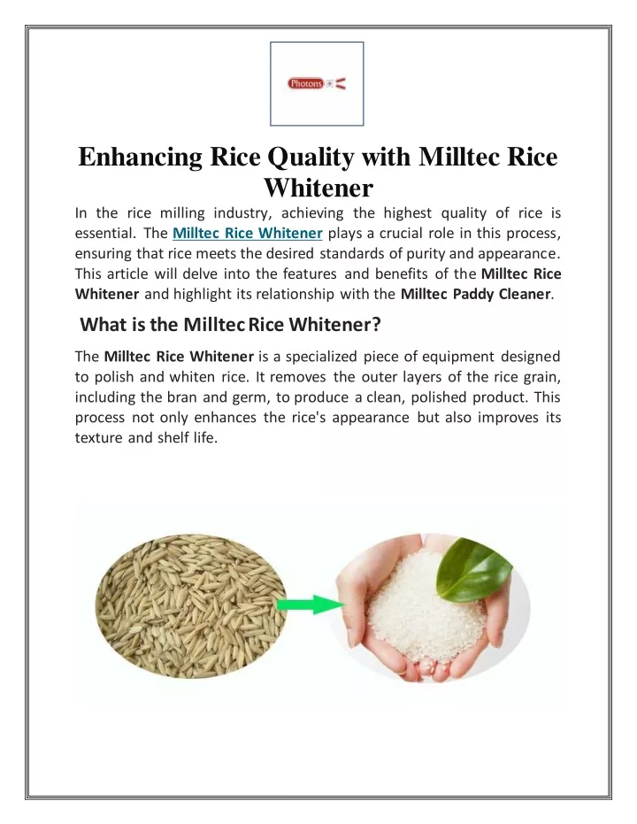 enhancing rice quality with milltec rice whitener