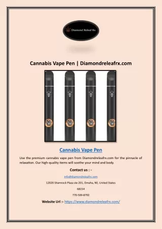 Cannabis Vape Pen | Diamondreleafrx.com