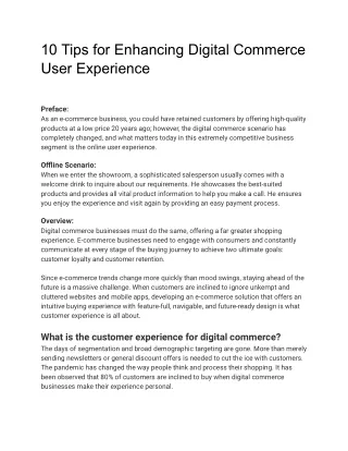 10 tips for enhancing digital commerce user