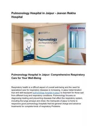 Pulmonology Hospital in Jaipur