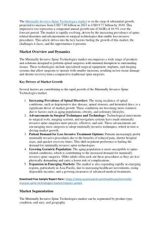 the minimally invasive spine technologies market