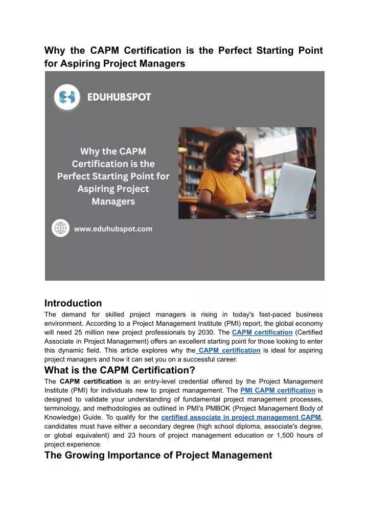 why the capm certification is the perfect