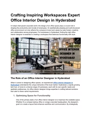 Crafting Inspiring Workspaces Expert Office Interior Design in Hyderabad