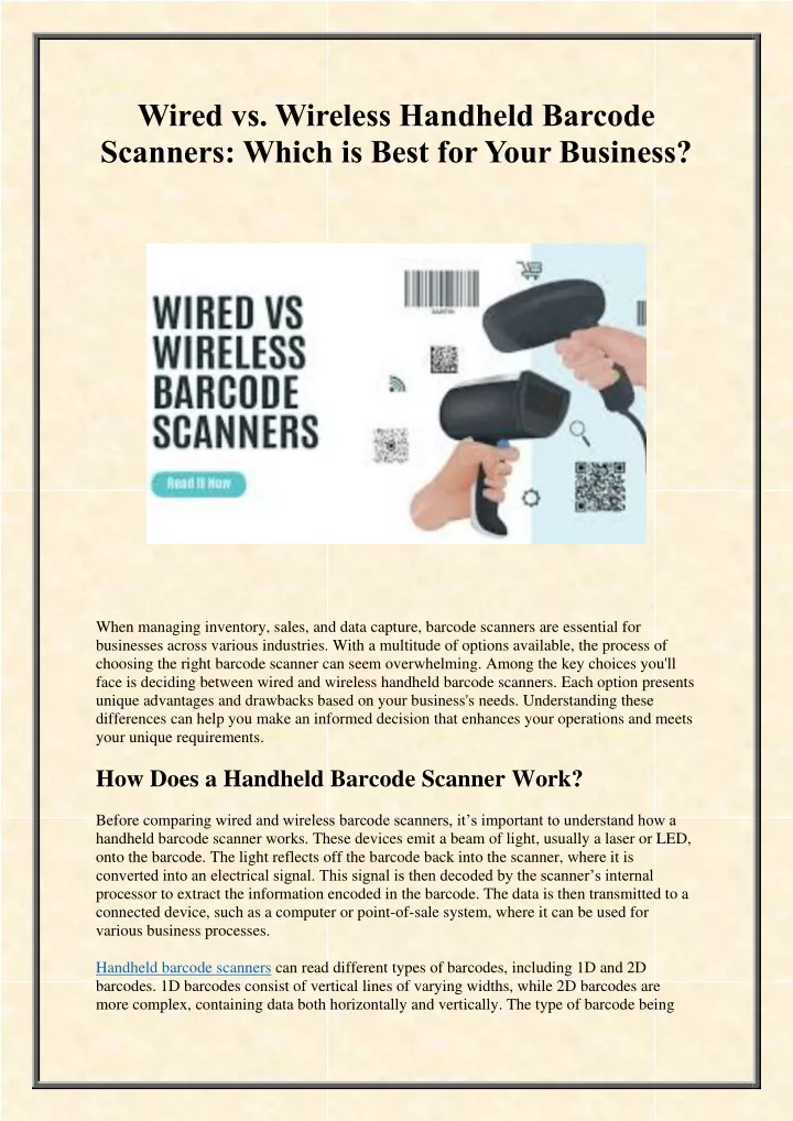 wired vs wireless handheld barcode scanners which