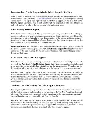 Brownstone Law: Premier Representation for Federal Appeals in New York