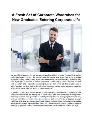A Fresh Set of Corporate Wardrobes for New Graduates Entering Corporate Life