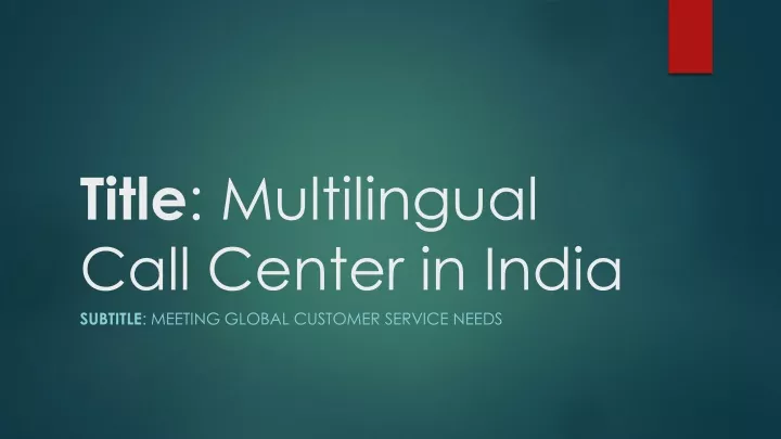 title multilingual call center in india