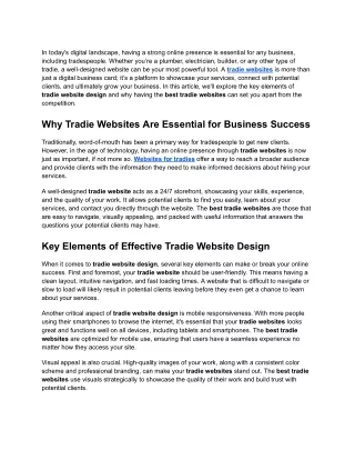 What Makes the Best Tradie Websites Stand Out in a Competitive Market?