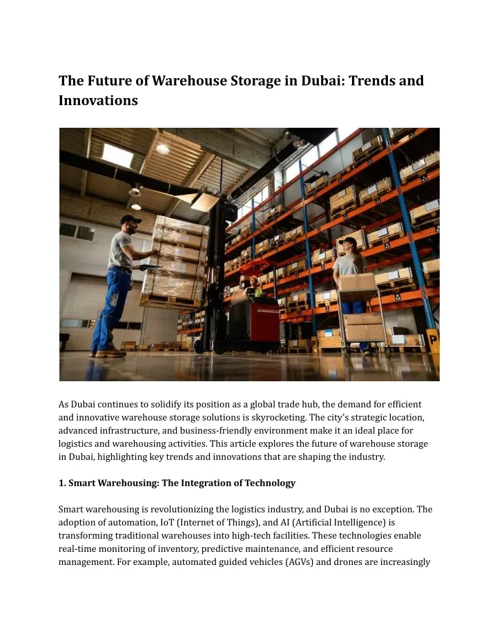 the future of warehouse storage in dubai trends