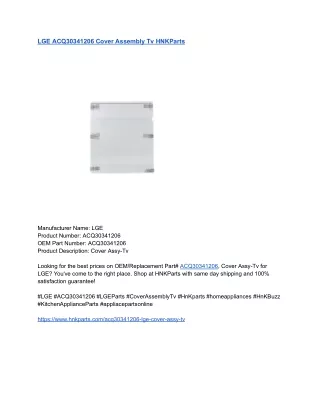 LGE ACQ30341206 Cover Assembly Tv HNKParts