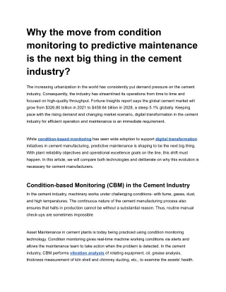 why the move from condition monitoring