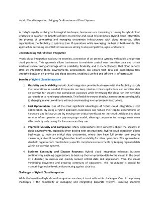 Hybrid Cloud Integration Bridging On-Premise and Cloud Systems