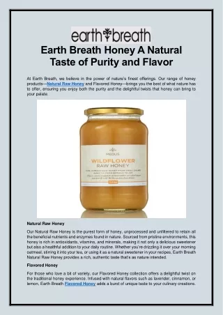 Earth Breath Honey A Natural Taste of Purity and Flavor