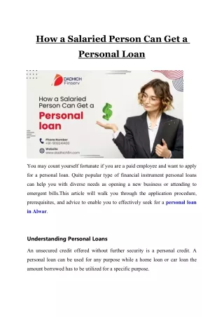 How a Salaried Person Can Get a Personal Loan