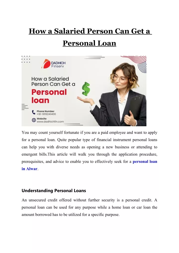 how a salaried person can get a personal loan