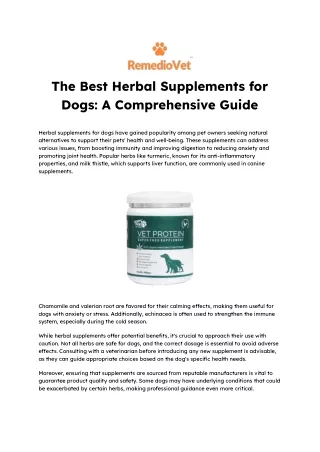 The Best Herbal Supplements for Dogs: A Comprehensive Guide