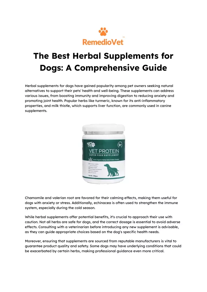 the best herbal supplements for dogs