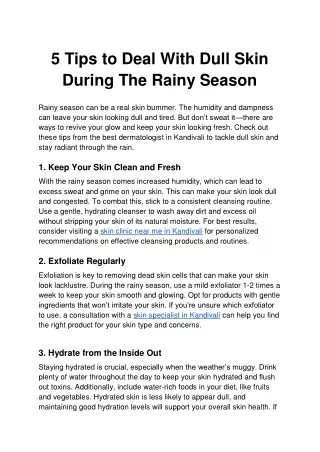 5 Tips to Deal With Dull Skin During The Rainy Season