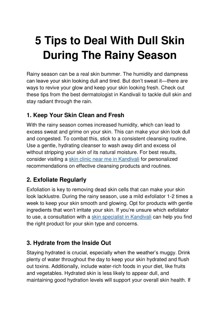 5 tips to deal with dull skin during the rainy