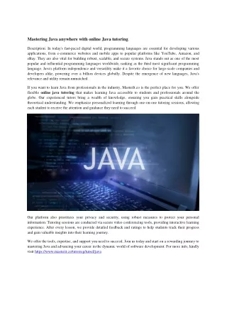 mastering java anywhere with online java tutoring