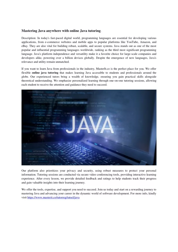 mastering java anywhere with online java tutoring