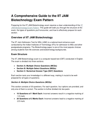 IIT JAM biotechnology Exam Pattern